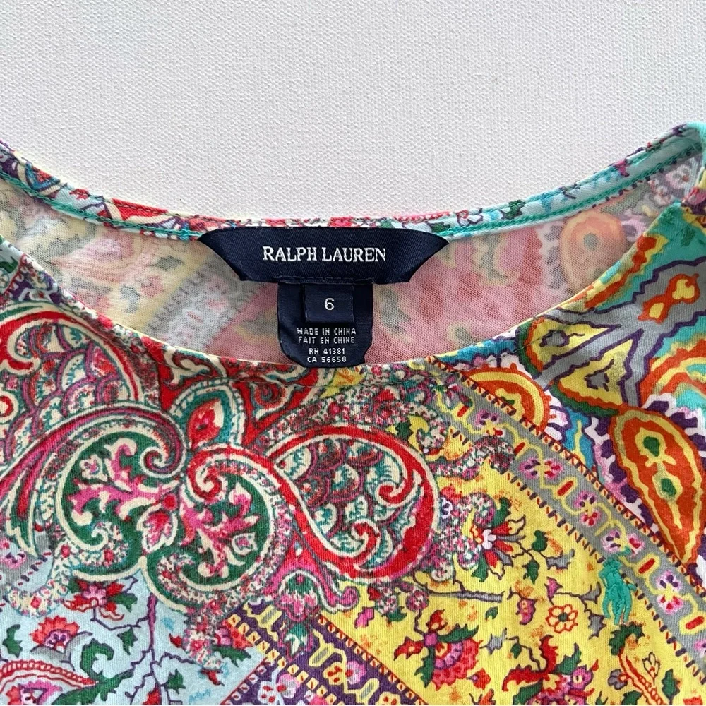Ralph Lauren Paisley Floral Tie Waist Dress Girls Size 6